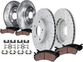 Detroit Axle - 8pc Brake Kit for 2013 2014 2015 2016 2017 2018 Acura RDX, Drilled Slotted Disc Brake Rotors Ceramic Brakes Pads with Hardware Replacement: 12.28' inch Front & 12.00' inch Rear Rotor