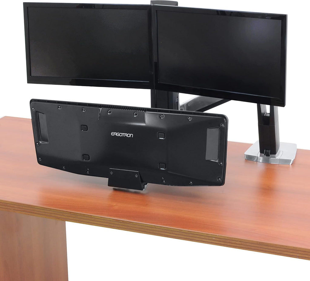 Ergotron – WorkFit-A Dual Monitor Standing Desk Converter, Sit Stand Workstation for Tabletops – Suspended Keyboard Tray