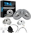 TRQ Front Brake Pad and Rotor Set Ceramic Vented Rotors Calipers Hoses Compatible with 2010 Audi A3 2012 Volkswagen Golf 2013 GTI 2009-2010 Jetta 2006-2009 Rabbit