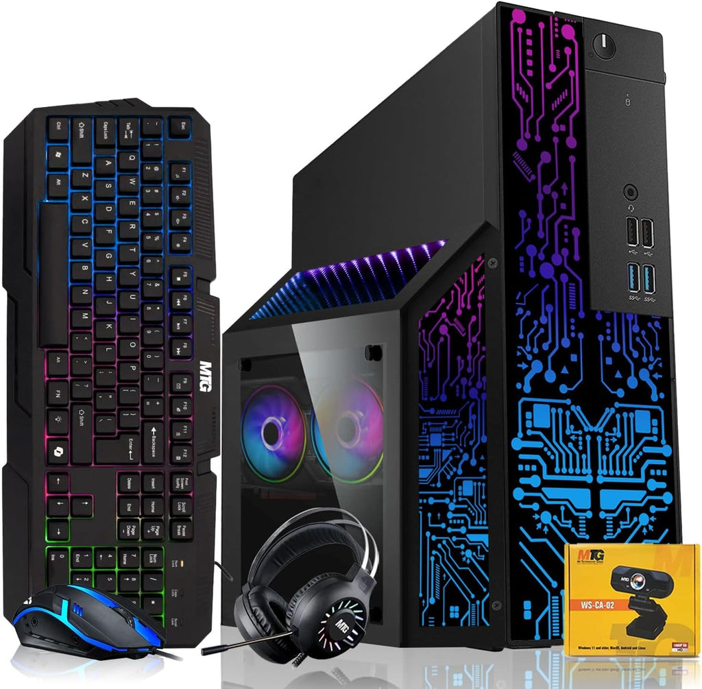 TechMagnet Nova Gaming Desktop PC Bundle with Core i7 32GB RAM 1TB SSD GTX 1660S Graphics RGB Keyboard with AI-Enabled Copilot Key Mouse Headphones Webcam Windows 11 (Renewed)