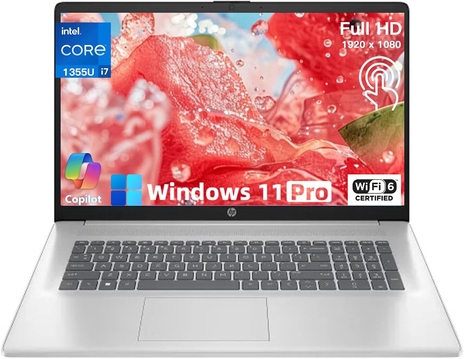 HP 15.6in Touchscreen Laptop Computer - 15.6' FHD Display, Intel i7 1355U(10-core), Intel Iris Xe Graphics, Windows 11 Pro, Wi-Fi6, Bluetooth, Accessoires (64GB RAM + 2TB SSD)