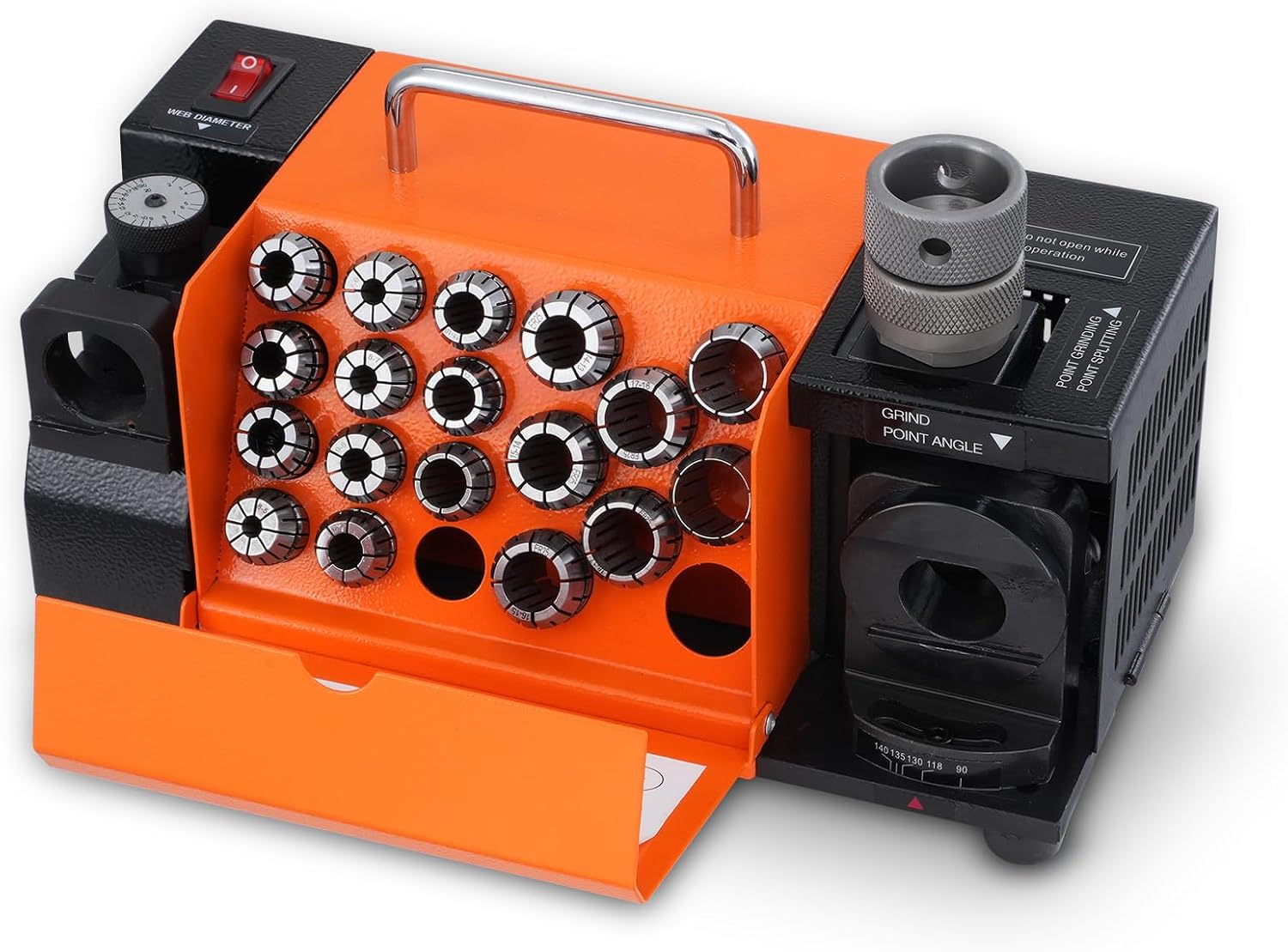 VEVOR Drill Bits Sharpener, 3-20mm Drill Bits Grinder Sharpener, Lip Relief Angle & 95°-135° Point Angle Adjustable Drill Bit Re-Sharpener, Portable Sharpening Machine with 18 Collets, CBN & SDC Wheel