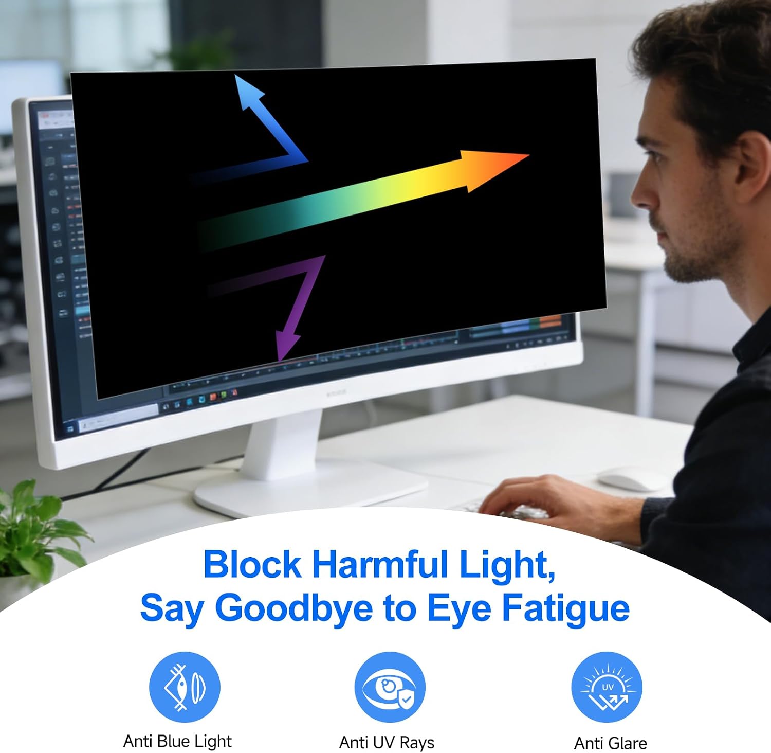 [2-Pack] Privacy Screen For Computer Monitor, 35-Inch 21:9 Aspect Ratio; Anti Spy/Bule Light/Glare And Eye Protection, 2 Install Ways Removable For Office, Airport, Cafe And Other Public Area; Diagonal 35 Inches, Width 32.17 Inches, Height 13.79 Inches