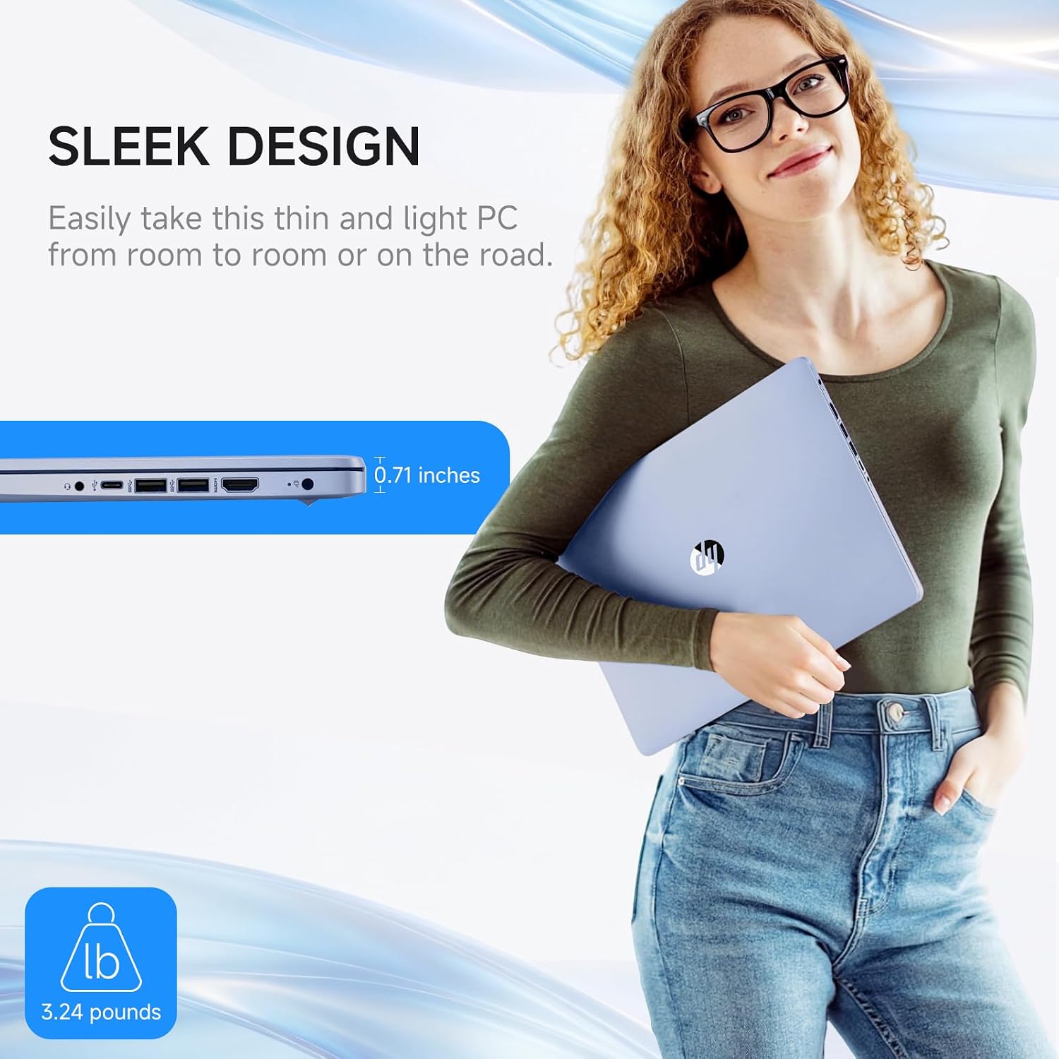 HP 2026 14 Laptop Computer Student Business, Copilot AI, Intel N150, 16GB RAM, 512 GB Storage(128GB UFS+256GB MSD+128GB UFD), 1-Year Office 365, WiFi 6, Ultra Light, Portable, Windows 11 Pro, Sky Blue