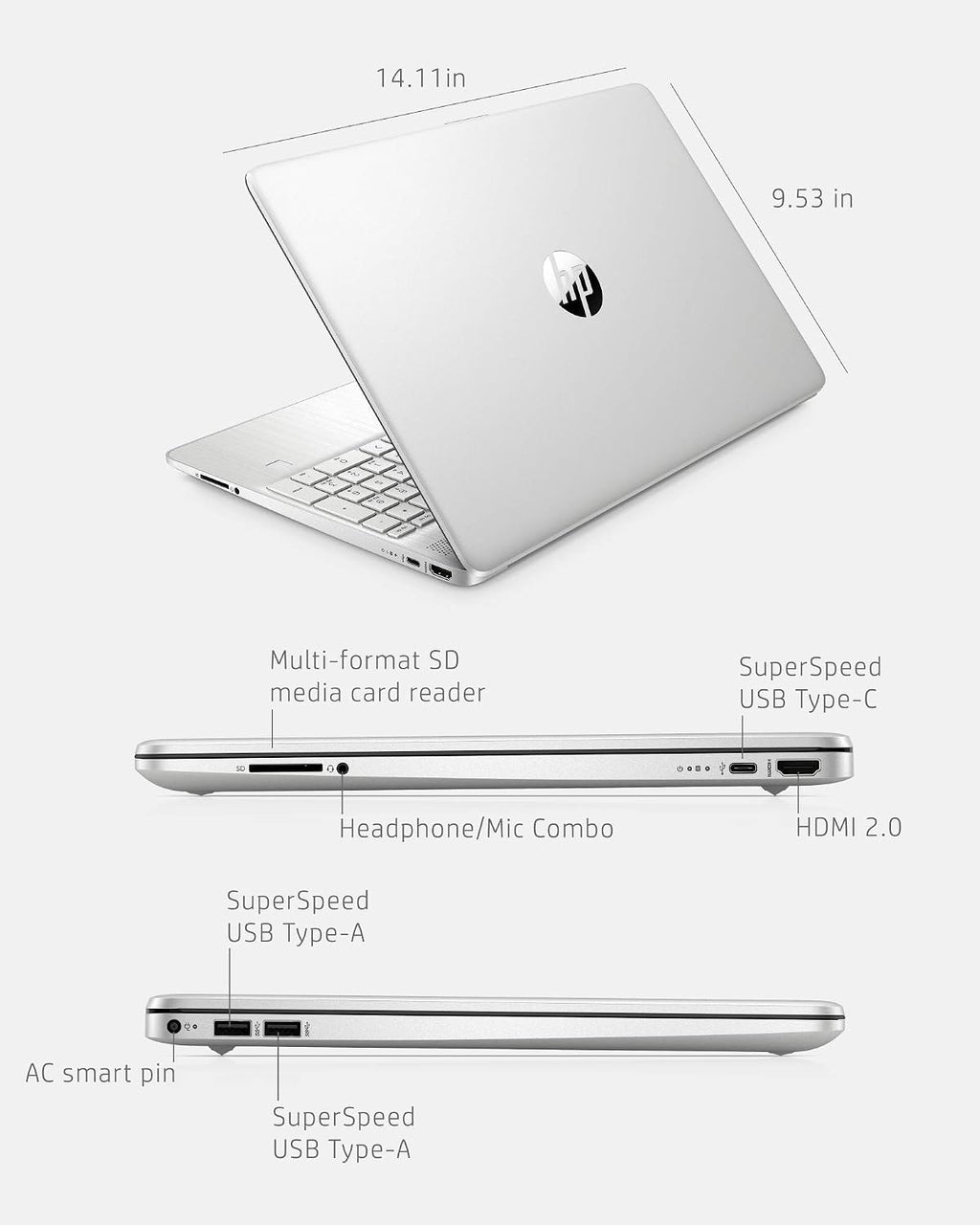 HP 14 Laptop, AMD Ryzen 5 5500U, 8 GB RAM, 256 GB SSD Storage, 14-inch Full HD Display, Windows 11 Home, Thin & Portable, Micro-Edge & Anti-Glare Screen, Long Battery Life (14-fq1025nr, 2021)
