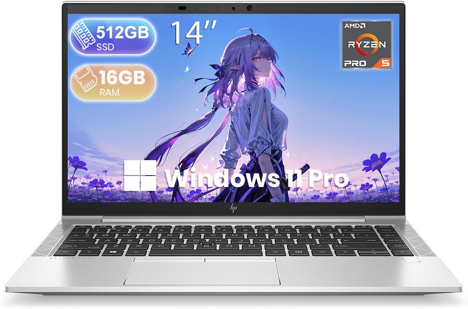 HP Elitebook 845 G7 Laptop, 14-inch FHD IPS Display, AMD Ryzen 5 Pro 4650U 6-Core, 16GB RAM, 512GB SSD, Backlit KBL, Windows 11 Pro (Renewed) Laptops