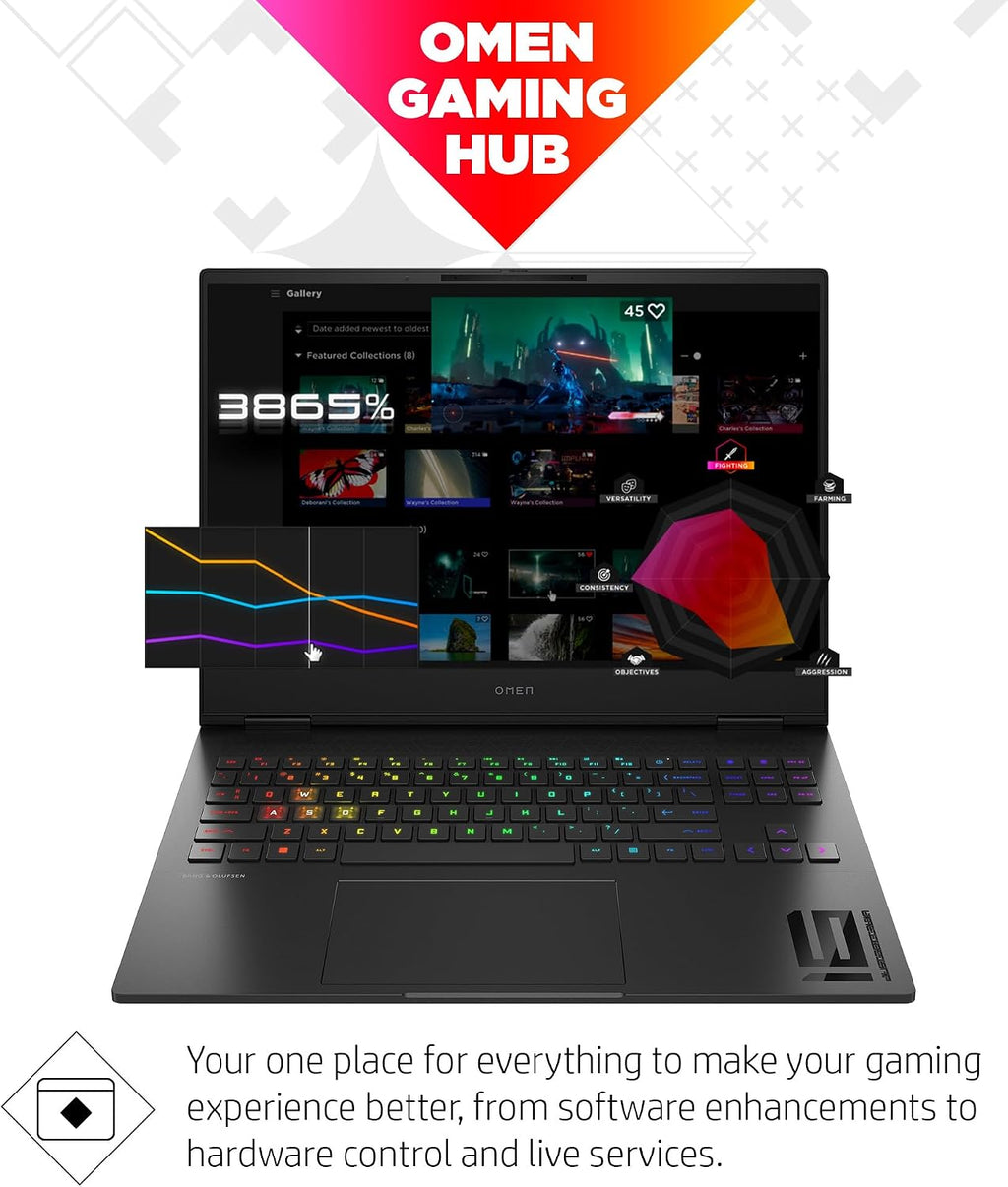 HP OMEN Transcend 16 inch Laptop Bundle, WQXGA 240Hz Display, 7ms Response Time, 13th Generation Intel Core i7-13700HX, 16 GB RAM, 512 GB SSD, NVIDIA GeForce RTX 4070 GPU (8 GB), 16-u0020nr (2023)