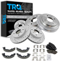 TRQ Brake Performance Rotor Pad Drums Shoes Kit Front & Rear Compatible with Nissan Sentra