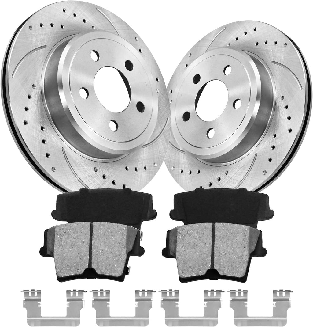 Anpulsero Brake Pads And Rotors Kit Rear Compatible with 2006-2022 Dodge Charger, AWD 345mm Front Rotor and 320mm(12.6in) Vented Rear Rotor, Automotive Replacement Brake Kits 53024 Drilled And Slotted