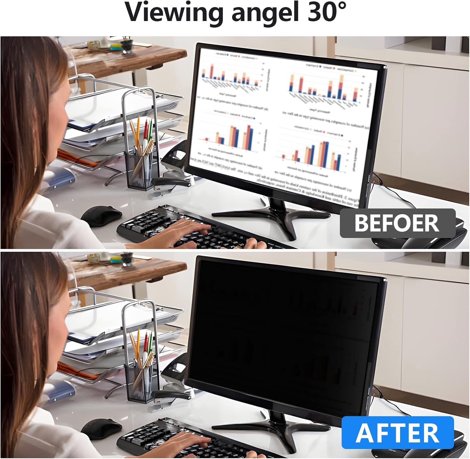 【10 Pack】 Computer Privacy Screen Protector 24 Inch with Hp Dell Asus Samsung LG and More, Removable Security Shield Filter for 16:9 Aspect Ratio Monitor Like ViewSonic Sceptre