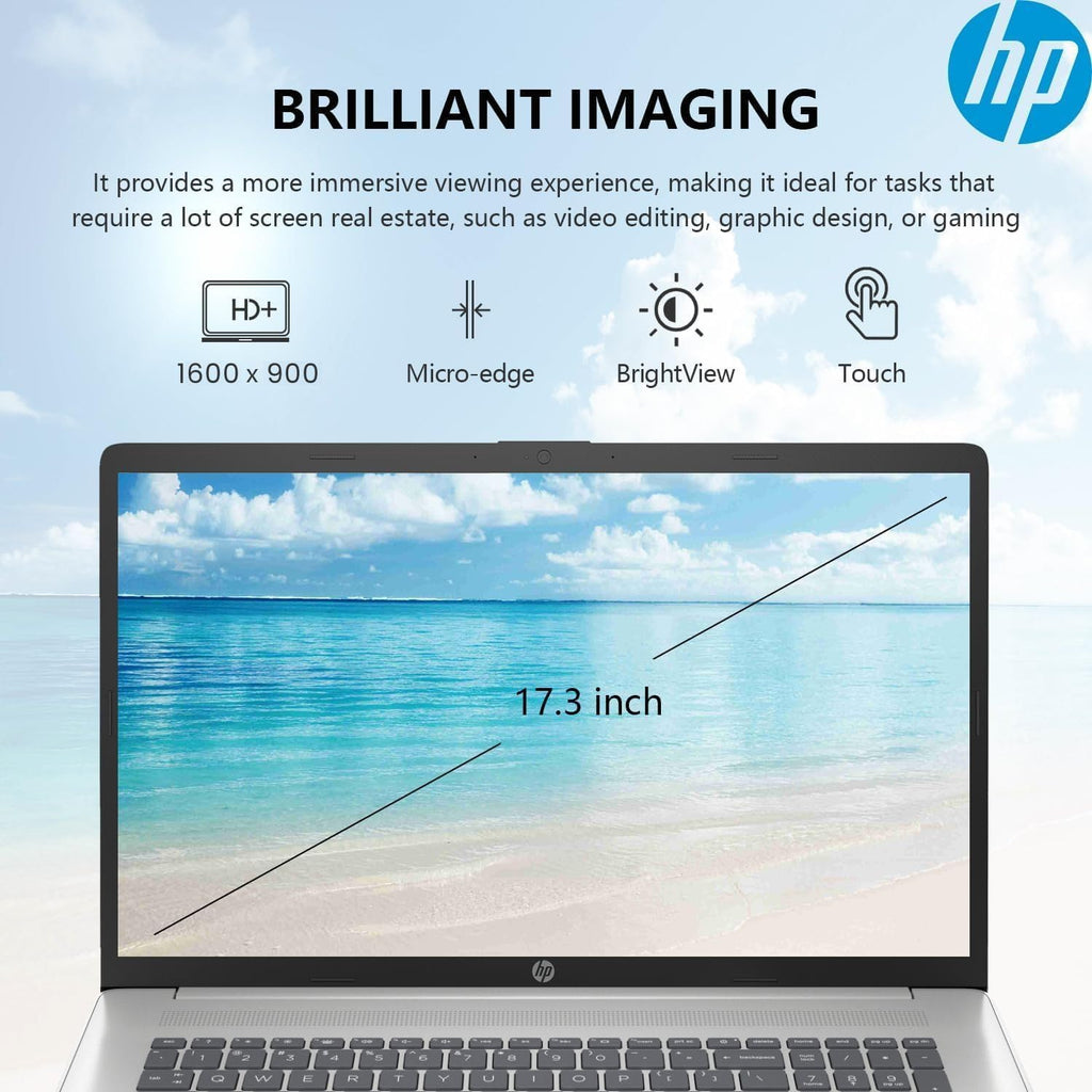 HP 17.3' i7 Business Portable Laptop, HD+ Touchscreen, Intel Core i7-1355U, 64GB RAM, 4TB SSD, Backlit KB, Fingerprint Reader, HDMI, Wi-Fi 6, W11P, Silver, with ADATA 512GB External SSD Bundle