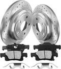 Anpulsero Rear Brake Pads and Rotors Kit Compatible with 2011-2020 Jeep Grand Cherokee, 2011-2020 Dodge Durango|Low Dust Noise Free-Drilled Slotted Brake Rotors Kit| 53061 & D1498-8698 | 329.9mm(13in)