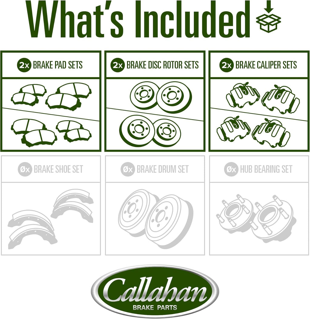 Callahan Brake Parts Kit for Ford F-150 2000-03 Ford F-150 Heritage 2004 Ford F-250 97-99 Ford F-250 HD 1997 Front Replacement Brake Rotors Ceramic Brake Pads Calipers CLHCCO112808