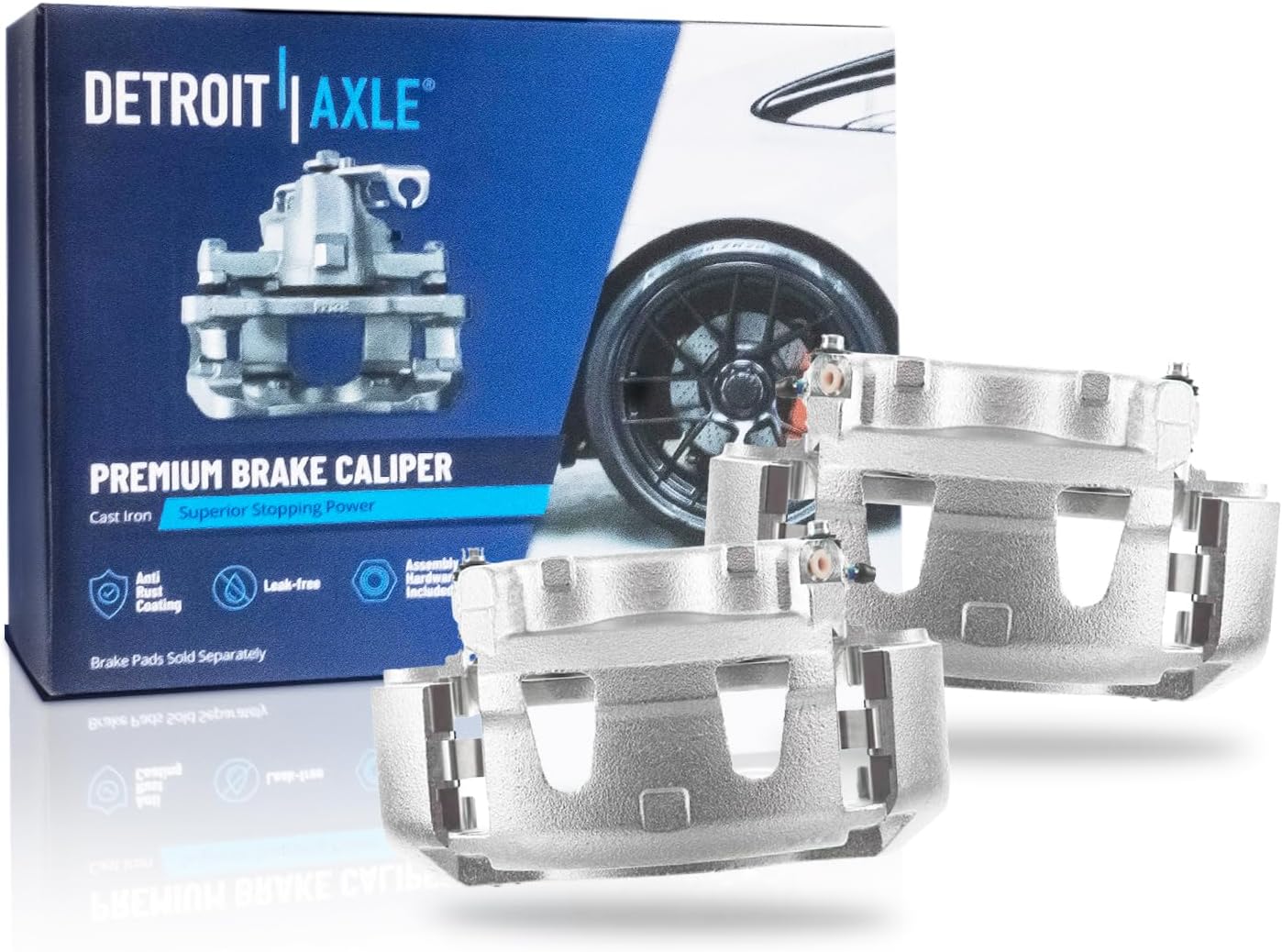 Detroit Axle - Front Brake Calipers with Brackets Replacement for Ford E-250 E-350 E-450 Econoline Club Wagon Super Duty F-350 F-250 HD - 2pc Set
