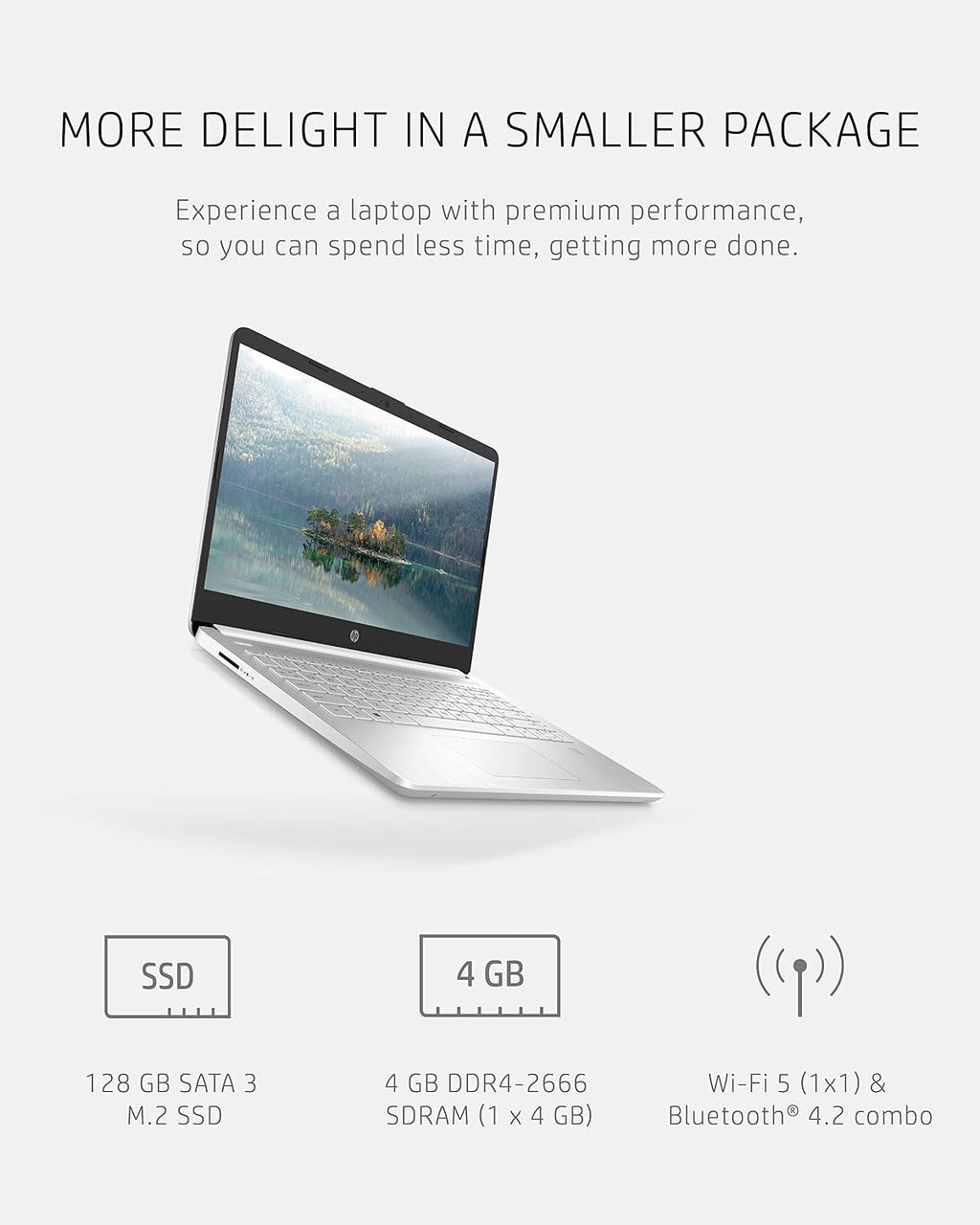 HP 14 Laptop, 11th Gen Intel Core i3-1115G4, 4 GB RAM, 128 GB SSD Storage, 14-inch Full HD Display, Windows 11 in S Mode, Long Battery Life, Fast-Charge, Thin & Light Design (14-dq2020nr, 2021)