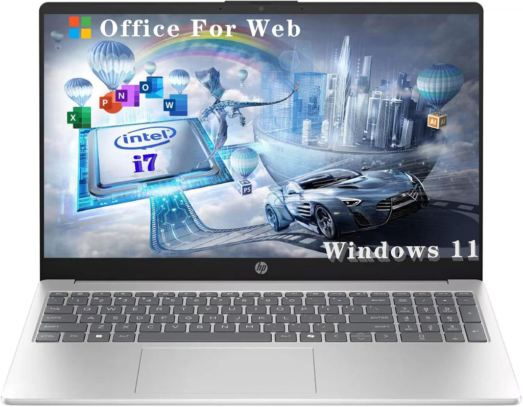 HP 15.6' Laptop, 15.6' FHD IPS Screen Notebook, Intel 12th Core i7-1255U, Office 365 for The Web, Numeric Keypad, Webcam, HDMI, Wi-Fi, Windows 11 Home, Natural Silver (16GB RAM | 1TB SSD)