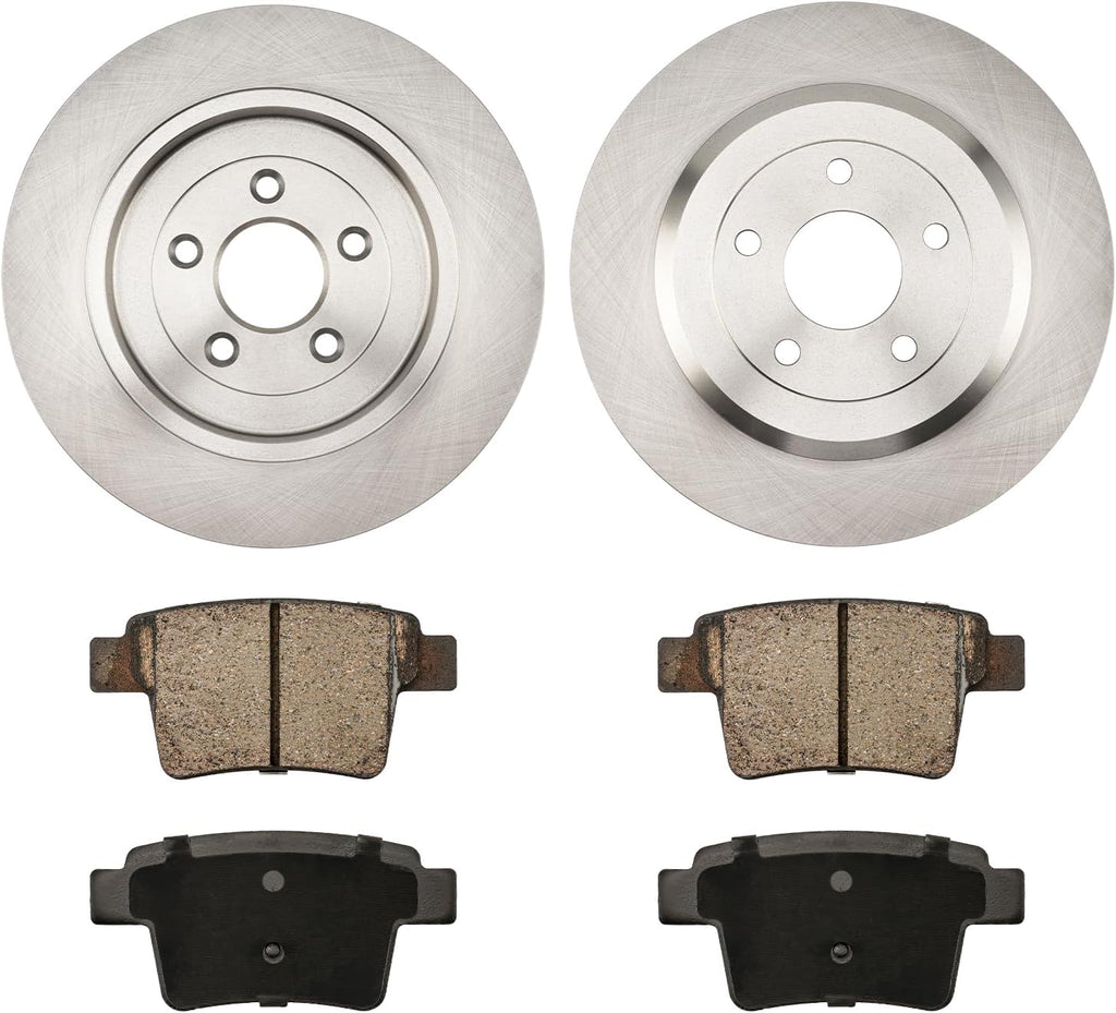 PHILTOP Rear Brake Pads and Rotors Kit, OE Carbon Fiber Ceramic Brake Pads and Rotors for Ford 2005-2007 Five Hundred, Ford 2005-2007 Freestyle, Ford 2008-2009 Taurus, 54125 D1071