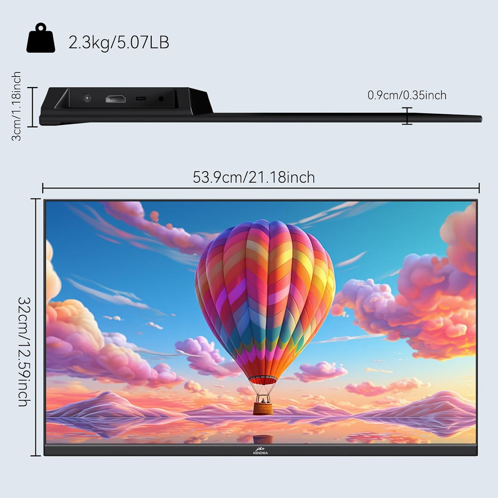 Kenowa 23.8' Large Portable Monitor 200Hz FHD 1080P IPS Freesync USB-C HDMI External Gaming Monitor with Dual Speakers Adjustable Stand, Second Display for Laptop Phone PC Computer Mac Xbox PS4