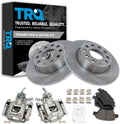 TRQ Rear Brake Pad and Rotor Set Ceramic Solid Rotors Calipers Compatible with 2010-2013 Audi A3 A3 Quattro 2011-2016 Volkswagen Eos 2012 Beetle 2010-2014 Golf Jetta 2012-2015 Passat 2012-2013 GTI