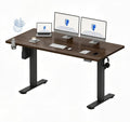 FLEXISPOT 63x32 Inch Electric Large Standing Desk for Home & Office, Spacious Splice Board Desk with Cable Management & Organizer, Cup Holder & Hook, Black Walnut