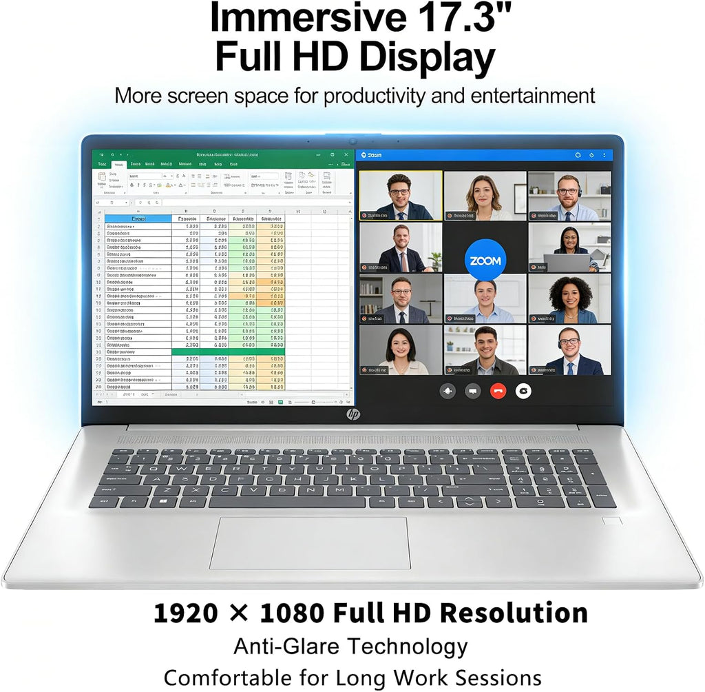 HP AI-Powered Laptop with Microsoft Office and 1TB Cloud Storage Included for 1-Year| 14' HD PC| 16GB RAM| 512GB SSD & 128GB External SSD| Intel 4-Core CPU| Webcam| Copilot Ready| Win11| LE Bundle