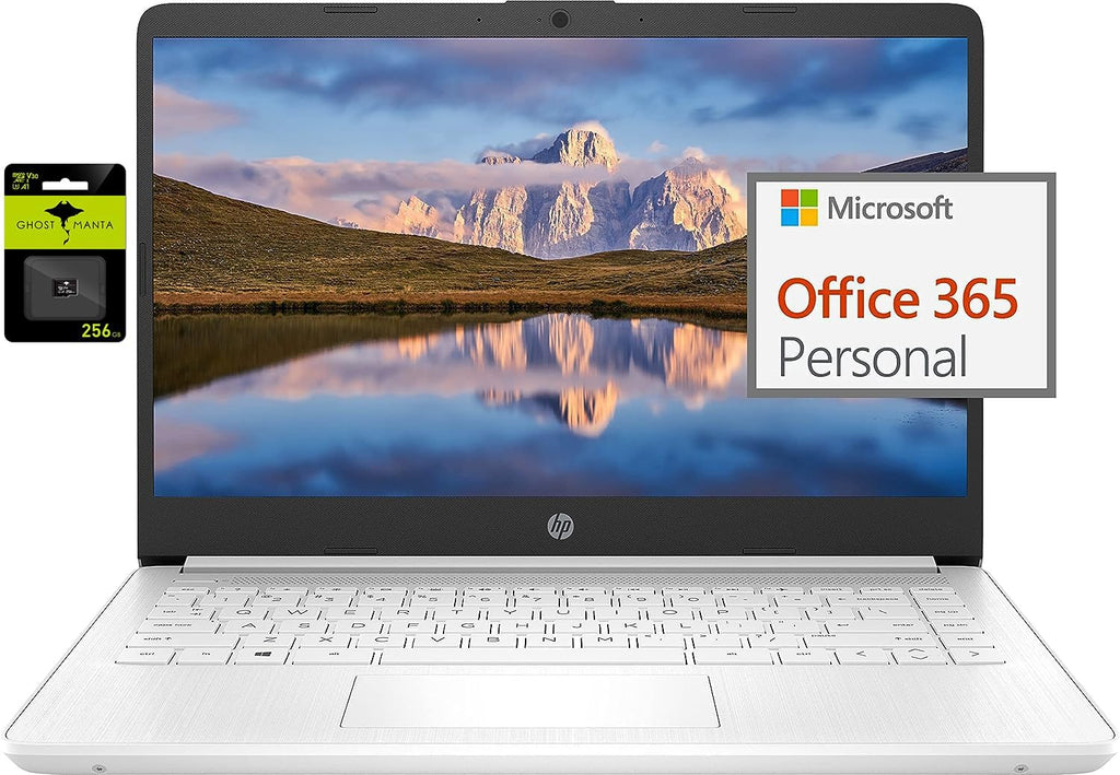 HP 14' Latest Stream Laptop Ultral Light for Students and Business, Intel Celeron 8GB RAM, 320GB Storage (64GB eMMC+256GB Ghost Manta SD Card), 1 Year Office 365, HDMI, WiFi, USB-A&C, Win 11