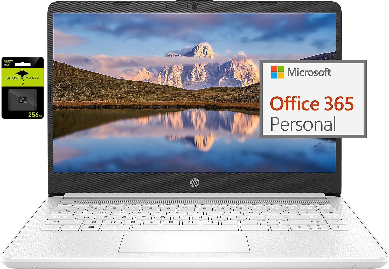 HP 14' Latest Stream Laptop Ultral Light for Students and Business, Intel Celeron 8GB RAM, 320GB Storage (64GB eMMC+256GB Ghost Manta SD Card), 1 Year Office 365, HDMI, WiFi, USB-A&C, Win 11