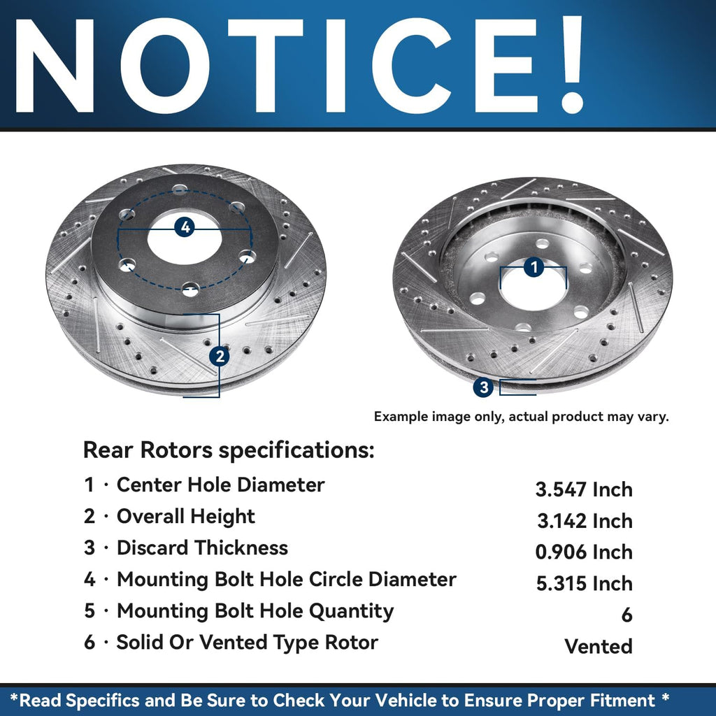 Detroit Axle - Brake Kit for 2012-2020 Ford F-150 Drilled & Slotted Brake Rotors and Ceramic Brakes Pads 2013 2014 2015 2016 2017 2018 2019 Front and Rear Replacement