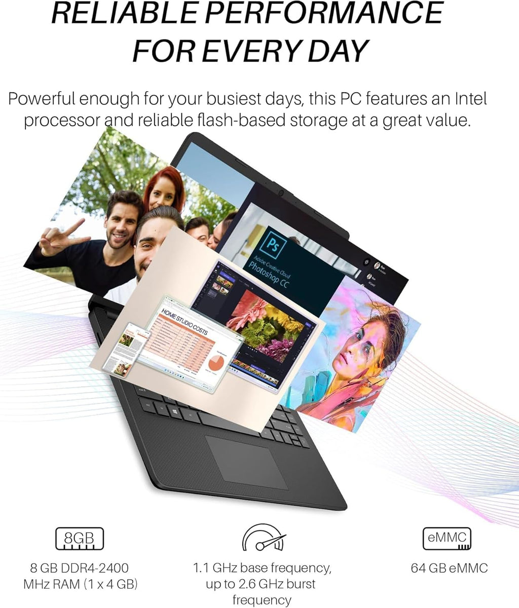HP 14 Inch Laptop Student Business, Intel Dual-Core N4120, 16 GB RAM, 384 GB Storage(128GB eMMC+256GB MSD), Webcam, HDMI, WiFi, 1-Year Office 365 & Windows 11 Pro, w/Accessories