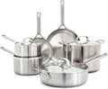 GreenPan x Bobby Flay 10 Piece Stainless Steel Cookware Set, Tri-Ply Multiclad Pots & Pans, Professional Grade, Oven & Broiler Safe to 600°F, Dishwasher Safe, Durable, Induction Compatible, Silver