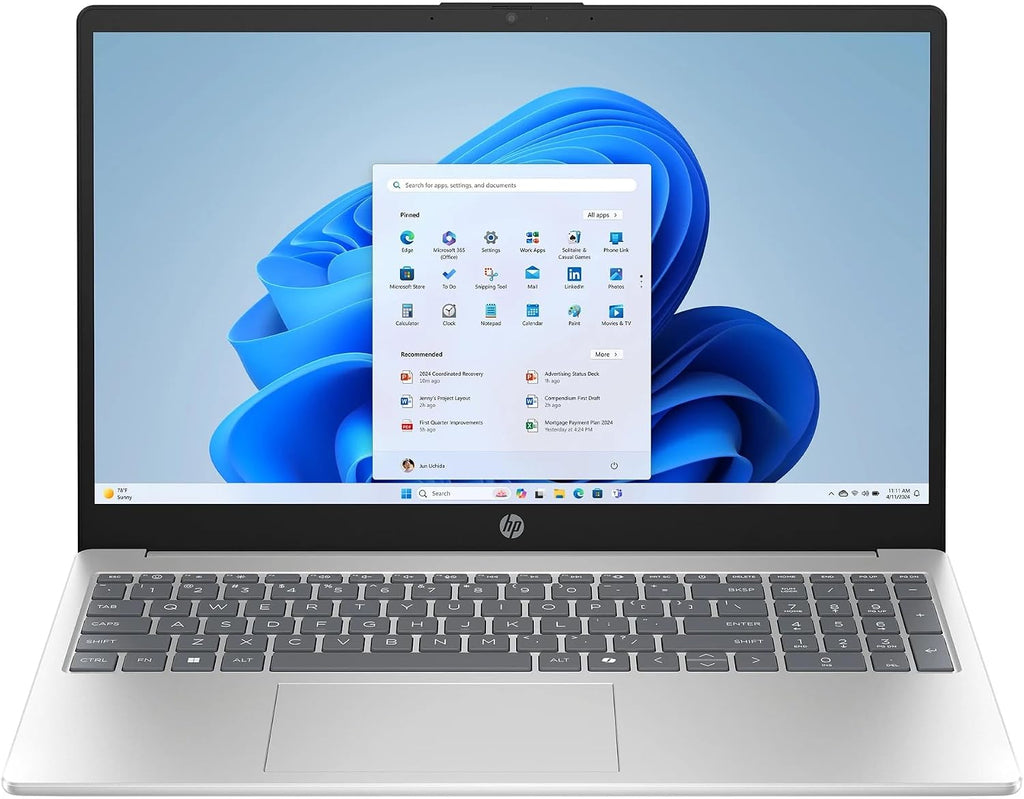 HP 15.6 inch FHD IPS Touch Laptop, AMD Ryzen 7 7730U, 16GB DDR4 RAM, 512GB SSD, Webcam, Windows 11 Home, Copilot AI, Natural Silver, 15-fc0057wm