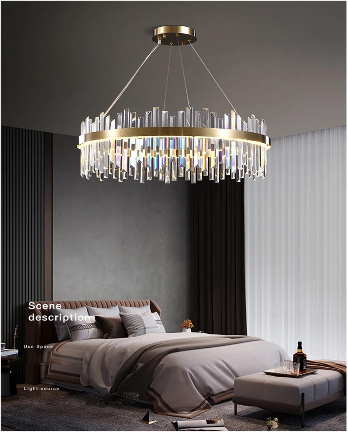 LED Postmodern Gold Silver Crystal Designer Hanging Chandelier Lighting Suspension Luminaire Lampen for Foyer,Dining Light Fixtures
