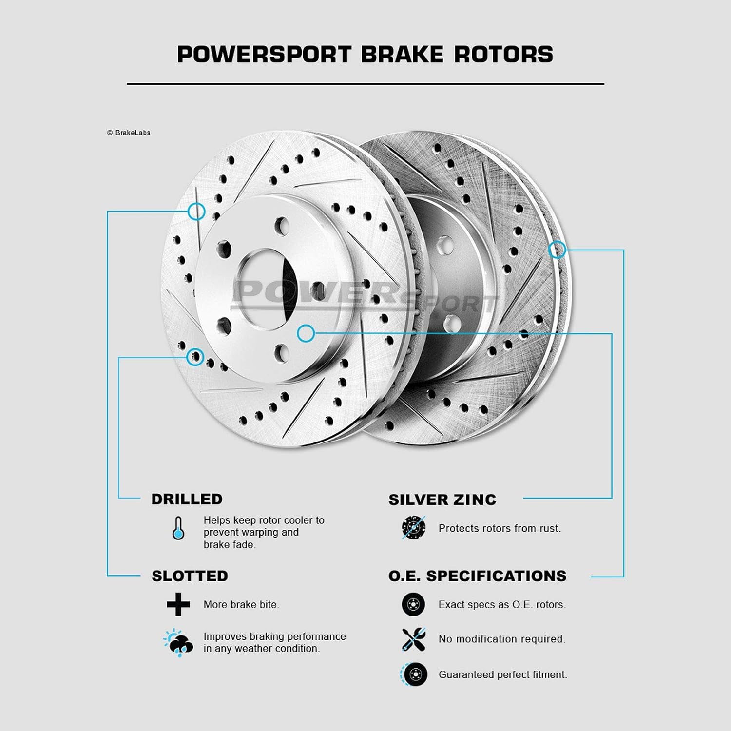 Power Sport Rear Brake Kit For 2002-2022 Nissan Altima; 2011-2017 Nissan Juke; 2004-2008 Nissan Maxima; 2007-2019 Nissan Sentra| Drilled Slotted Brake Rotors| Semi Metallic Brake Pads and Rotors Kit