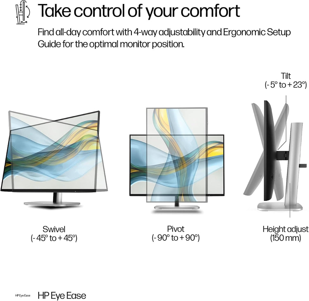 HP Series 5 Pro 524pn 24' 100 Hz 300 Nits WUXGA IPS Monitor, Anti Glare, Flicker Free, VESA Mount (100mm), Adjustable Tilt, Swivel, Pivot & Dockztorm USB Port Expander, Black/Silver (9D9A7AA#ABA)