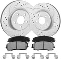 Anpulsero Brake Pads And Rotors Kit Front Compatible with 2006-2023 Dodge Charger, 09-22 Challenger, Automotive Replacement Brake Kits Geomet 53022 D1056-7962 Drilled And Slotted Rotors 320mm(12.6in)