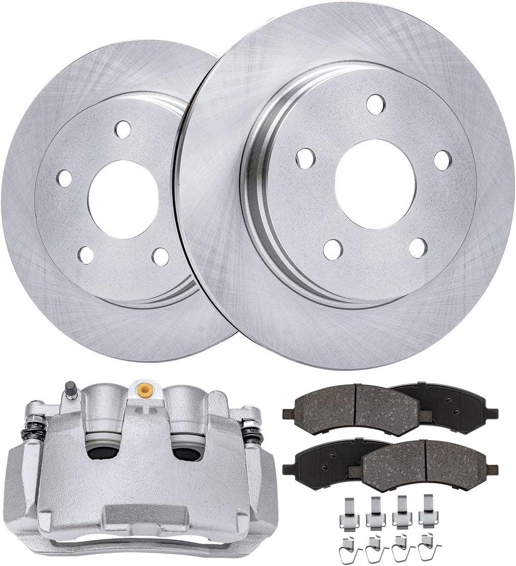 Detroit Axle - Front Brake Kit for 09-10 Dodge Ram 1500, 11-18 Ram 1500, 19-23 Ram 1500 Classic, Disc Brakes Rotors Brake Caliper Ceramic Brakes Pads Replacement : 13.23 inch Front Rotor