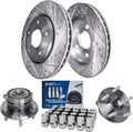 Detroit Axle - Front Drilled Brake Rotors + Wheel Hubs + 24pc Wheel Lug Nuts Replacement for Jeep 2015-2021 Grand Cherokee 2011-2020 Dodge Durango - 28pc Set