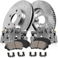 Callahan BRAKE PARTS Callahan CCK13250 REAR Premium Brake Calipers Rotors + Ceramic Brake Pads for 2006-2010 GRCHEROKEE COMMANDER