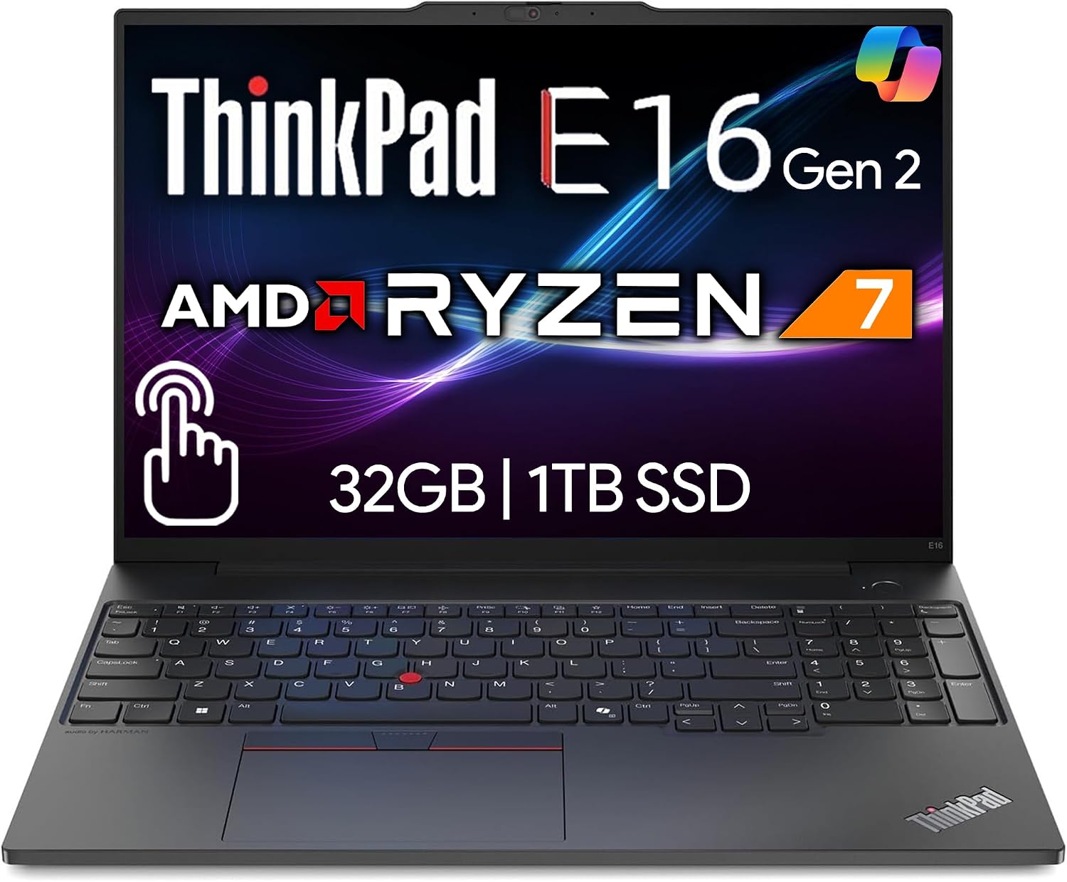 Lenovo ThinkPad E16 Gen 2, 16' Touchscreen IPS Display, AMD Ryzen 7 7735U (Beat Ultra 7 268V), 32GB DDR5, 1TB PCIe SSD, FP, Backlit KB, WiFi 6E + BT, RJ-45, FHD Webcam, W11P, Business Laptop