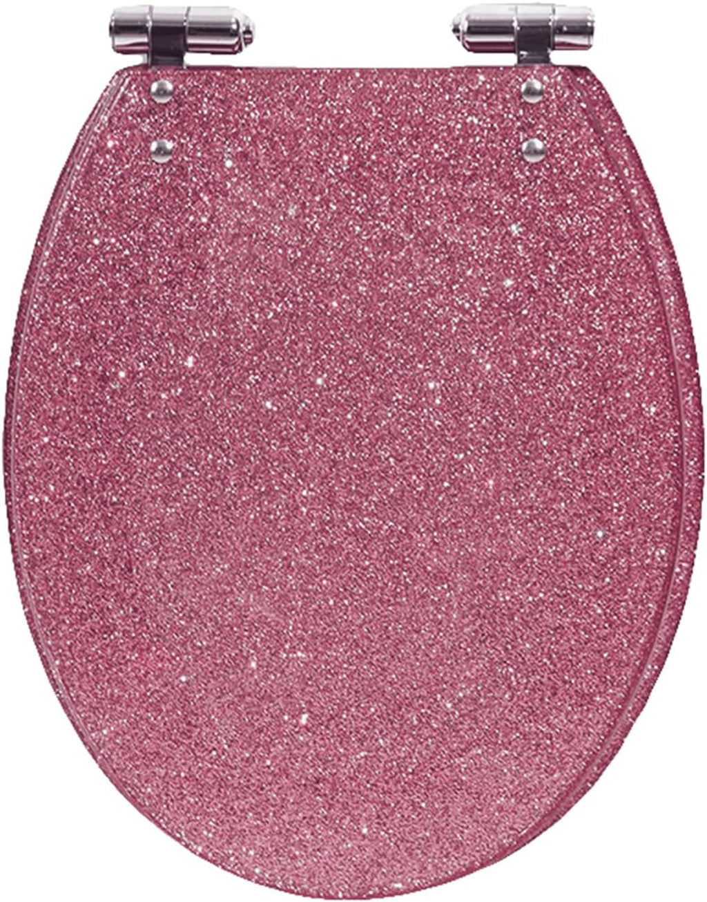 Sparkly Resin Toilet Seat, Elongated Toilet Seat, Thicken Toilet Seat, Slow Close Bathroom Toilet Lid, Easy to Clean & Install(Gold, Silver, Pink, Black),36 * 42Cm,Pink