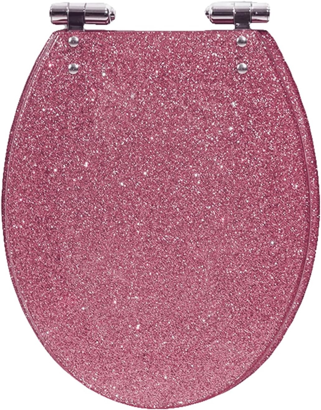Sparkly Resin Toilet Seat, Elongated Toilet Seat, Thicken Toilet Seat, Slow Close Bathroom Toilet Lid, Easy to Clean & Install(Gold, Silver, Pink, Black),36 * 42Cm,Pink