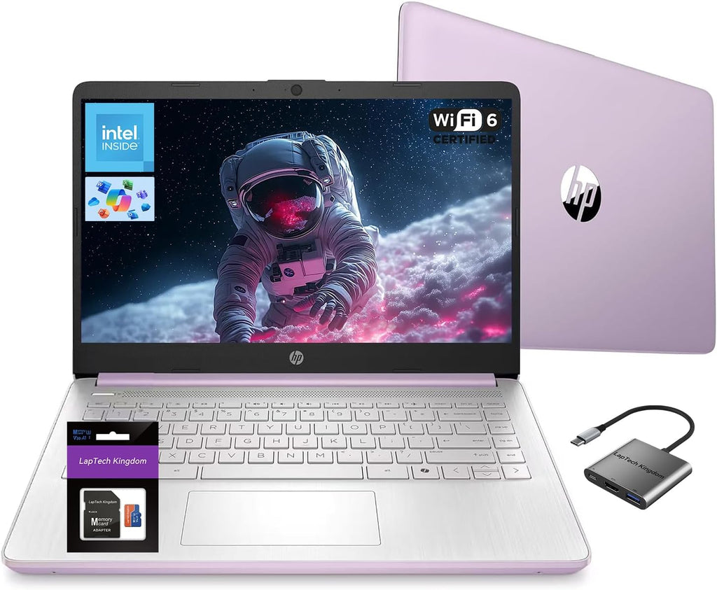HP 14 Inch Student Laptop Office 365, Quad-Core Processor (Beat i3-1115G4), 4GB RAM 256GB Storage (128GB UFS+128GB SD Card), Computer for Business and Study Home with Wi-Fi 6 Win11, W/Accessories
