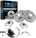 TRQ Front Brake Pad and Rotor Set Ceramic Rotors Calipers Hoses Compatible with 2000-2004 Ford Focus