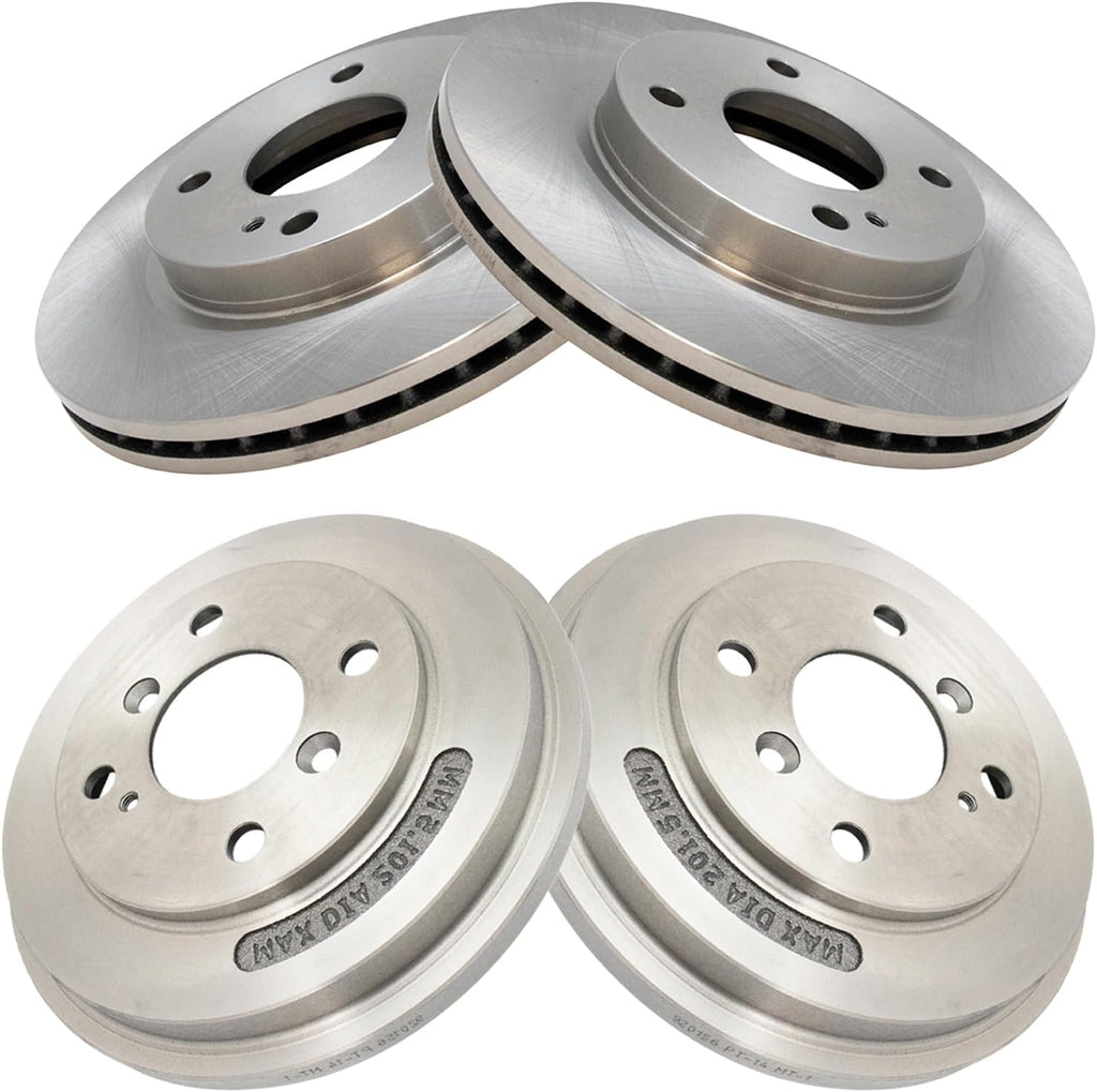 TRQ Front and Rear Brake Rotor Set Compatible with 2011-2019 Ford Fiesta
