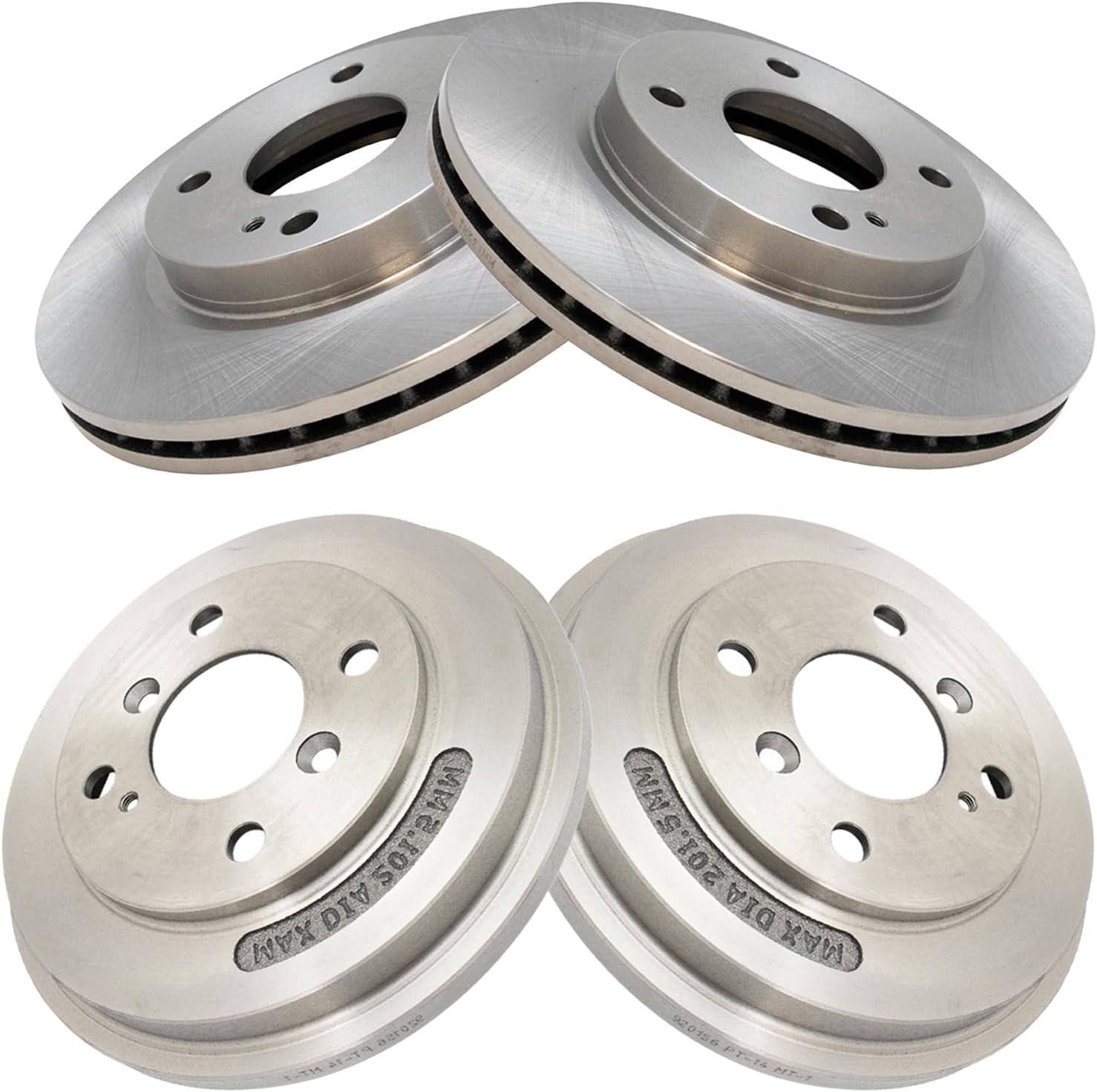 TRQ Front and Rear Brake Rotor Set Compatible with 2011-2019 Ford Fiesta