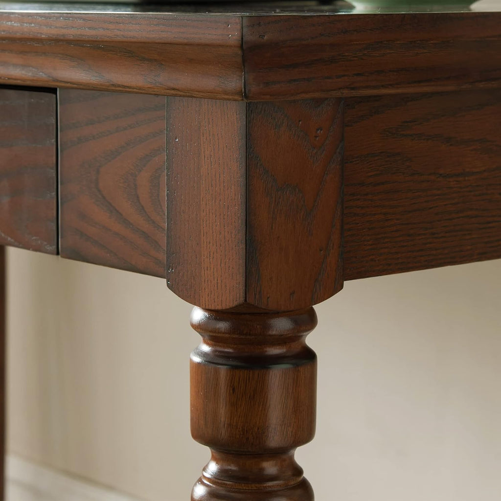 Leick Home Mission Office Desk, Solid Wood, with Drop Front Keyboard Drawer, Mission Oak, 82410