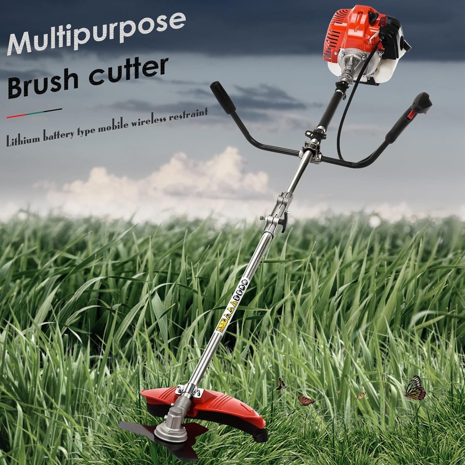 52CC 2-Stroke Gas Weed Eater, Gas String Trimmer, Gasoline Powered Weeds Eater, Weed Wacker, Gasoline Trimmer for Lawn Garden Yard, Red