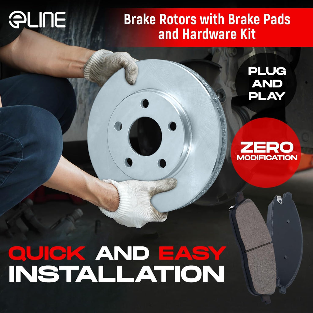 R1 Concepts Rear Brake Kit| Optimum Oep Brake Pads and Blank Brake Rotors| WFUN1-31594 | 11.8' Rear