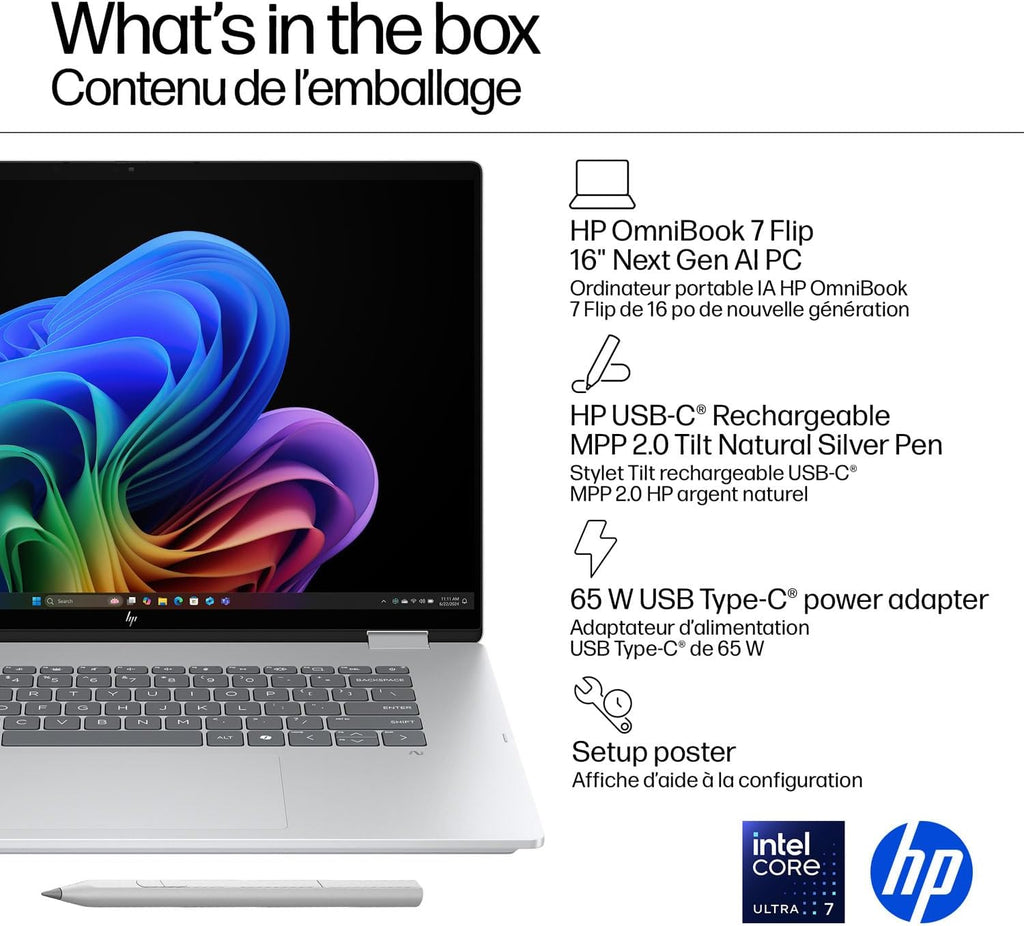 HP OmniBook 7 Flip (Next Gen Envy x360) 2 in 1 Laptop (16' FHD+ Touchscreen, Intel Core Ultra 7 258V, 32GB RAM, 1TB SSD, Arc 140v GPU) AI Copilot+ PC, Win 11 Pro (Renewed)