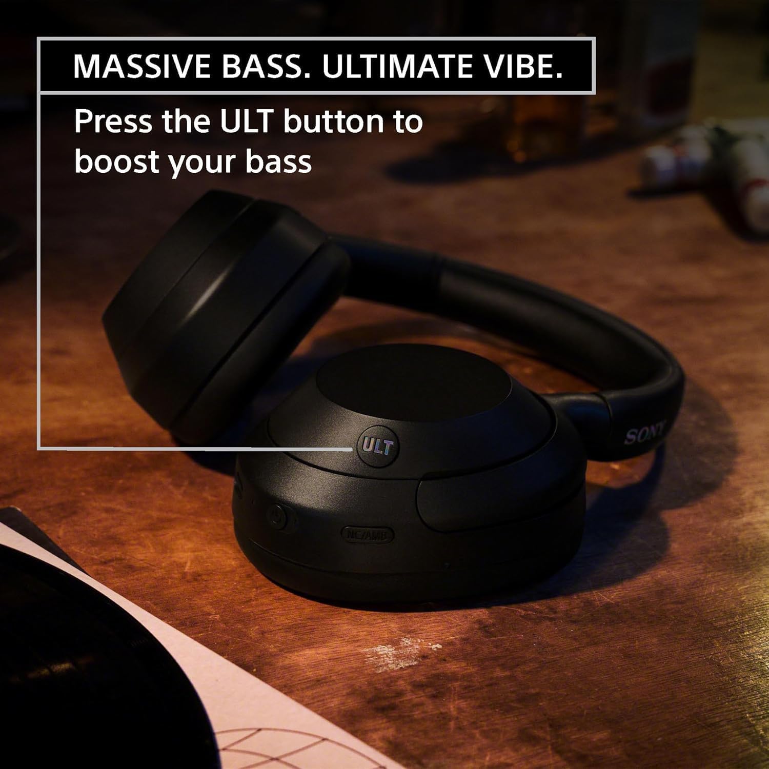 Sony ULT WEAR Noise Canceling Wireless Headphones with Alexa Built-in, Massive Bass Comfortable Design, Black WHULT900N/B Bundle with Pro Audio Headphone Stand + Microfiber Cloth